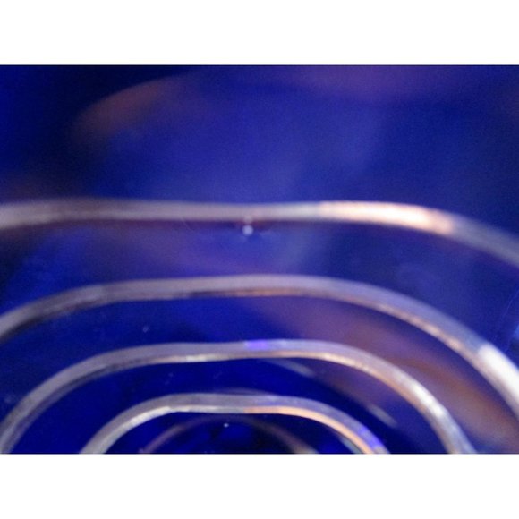 Cobalt Cut to Clear Wavy Lines Crystal Bohemian Wine Glass Unmarked Flawed - Picture 10 of 16